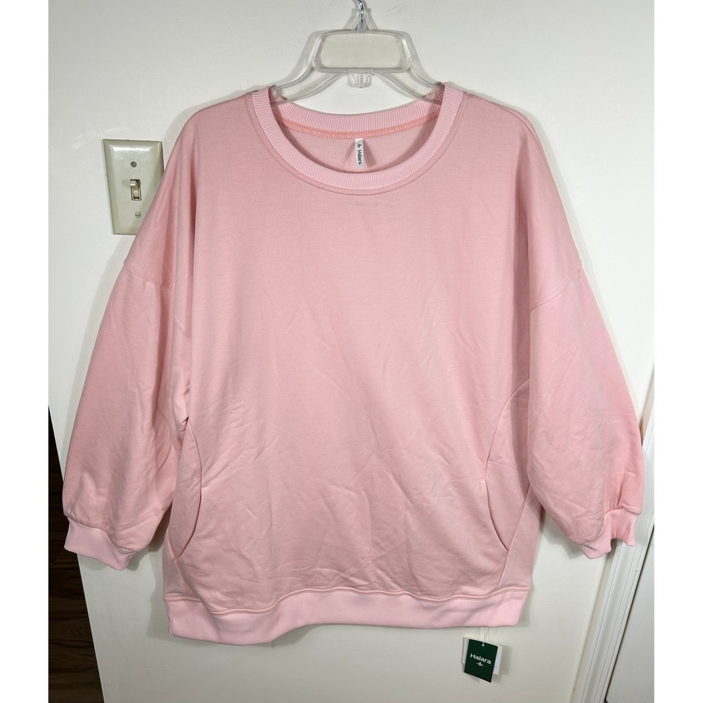 Halara Sweatshirt Women XL Pink Pleated Back Oversized Cozy Girl‎ Slouchy Lounge